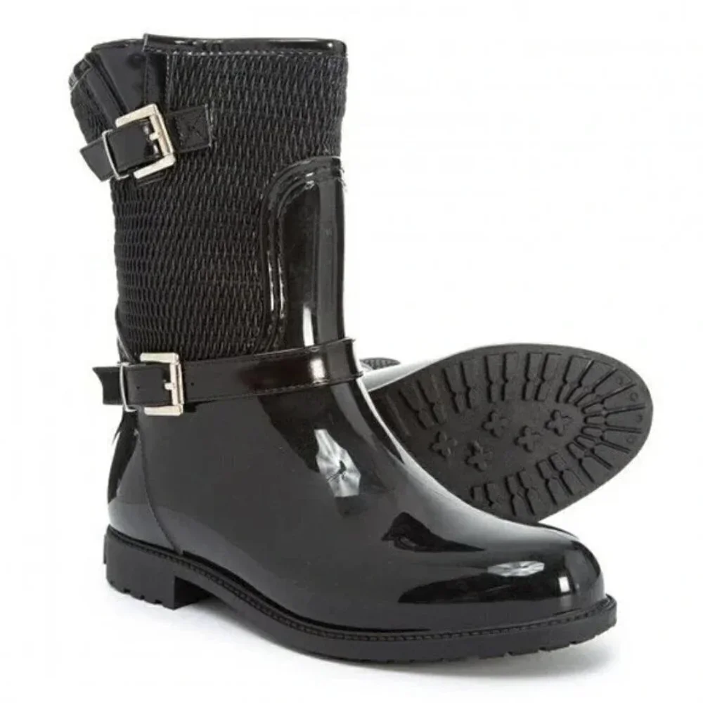 Aquatherm by Santana Canada Bianca Black Patent Leather Waterproof Snow Boots 6